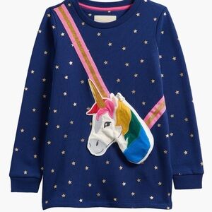 Mini Boden Appliqué Long Sleeve Sweatshirt Unicorn Pocket 🦄